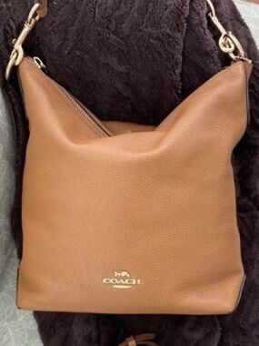 Coach Tan Leather Shoulder Bag with Gold Hardware